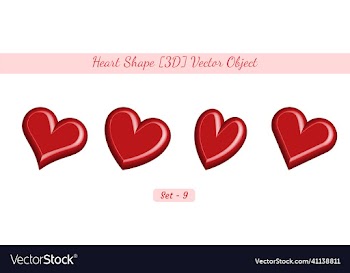 creative 3d heart shape object set heart shape