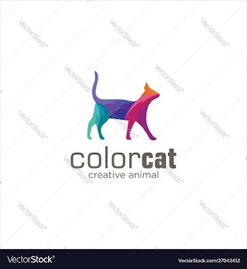 Creative abstract colorful cat logo icon design vector image