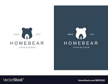 creative bear house bear home logo hipster retro
