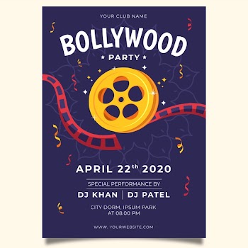 Creative bollywood party poster Free Vector