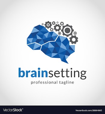 Creative brain setting logo design with polygon vector image