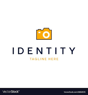 Creative camera pixel logo design vector image