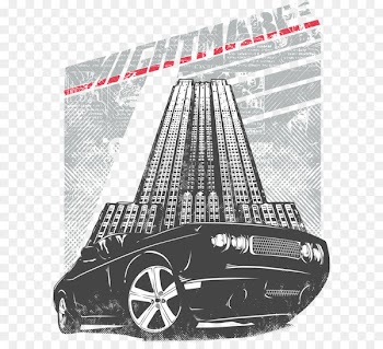Creative cars and buildings t-shirt 