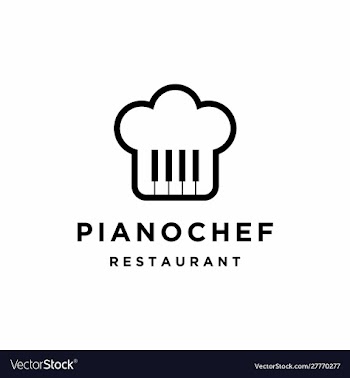 Creative chef hat with piano logo design vector image