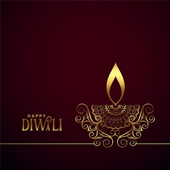 Creative decorative diwali diya golden lamp Free Vector