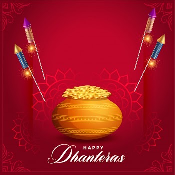 Creative dhanteras festival card with rocket fire cracker Free Vector