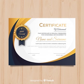 Creative diploma template with golden elements