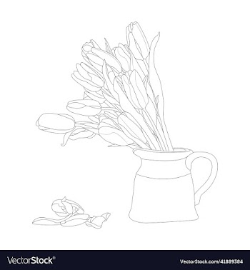 creative floral hand drawn flower line art design