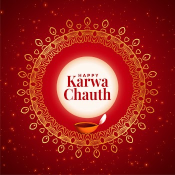 Creative happy karwa chauth festival decorative card Free Vector