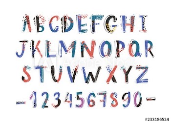 Creative latin font or english alphabet hand drawn on white background