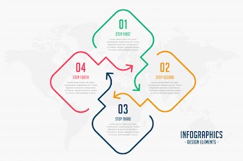 Creative line style four steps infographic design Free Vector