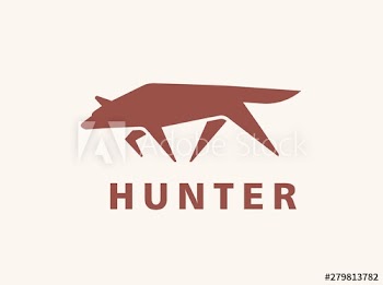 Creative logotype with silhouette of wolf