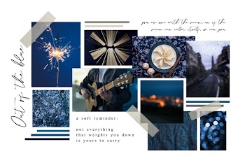 Creative mood board in midnight blue Free Vector