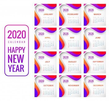 Creative new year colorful calendar 2020 background Free Vector