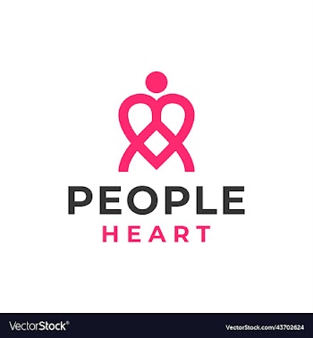 creative people with heart icon linear style logo
