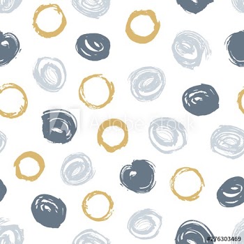 Creative seamless pattern with gray and brown round paint marks on white background
