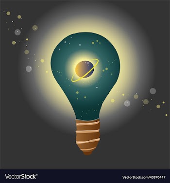 creative space galaxy inside a light bulb