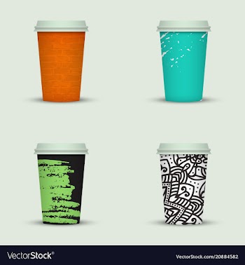 Creative watercolor coffee cup set vector image
