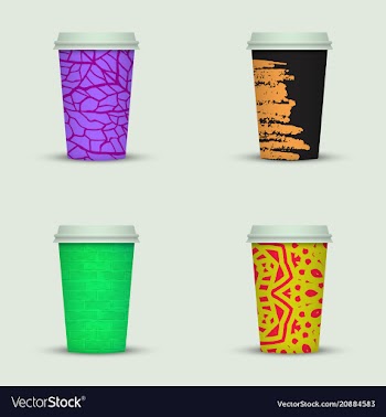 Creative watercolor coffee cup set vector image