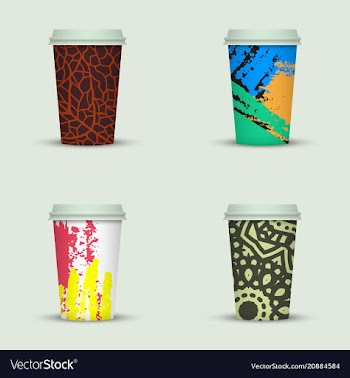 Creative watercolor coffee cup set vector image