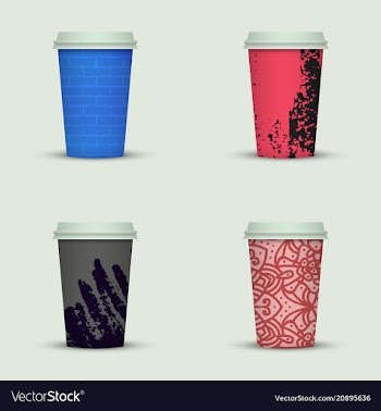Creative watercolor coffee cup set vector image