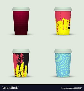 Creative watercolor coffee cup set vector image