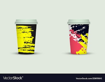 Creative watercolor coffee cup set vector image