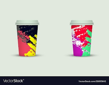 Creative watercolor coffee cup set vector image