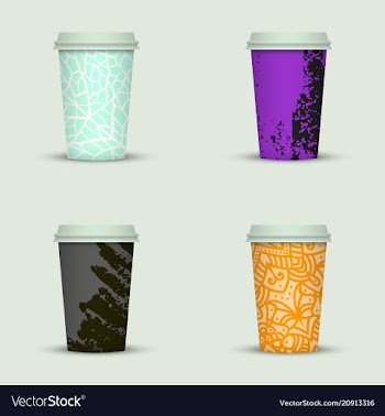 Creative watercolor coffee cup set vector image