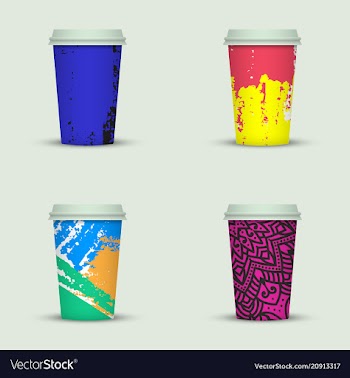 Creative watercolor coffee cup set vector image