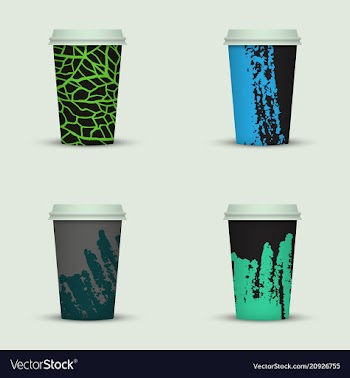 Creative watercolor coffee cup set vector image