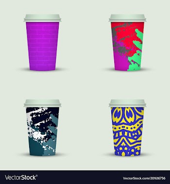 Creative watercolor coffee cup set vector image