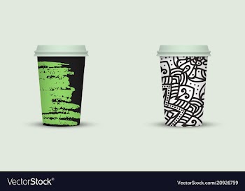 Creative watercolor coffee cup set vector image