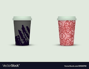 Creative watercolor coffee cup set vector image