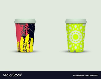 Creative watercolor coffee cup set vector image