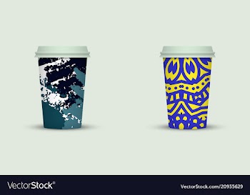 Creative watercolor coffee cup set vector image