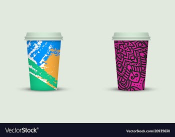 Creative watercolor coffee cup set vector image