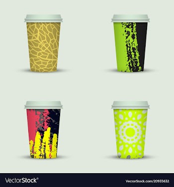Creative watercolor coffee cup set vector image