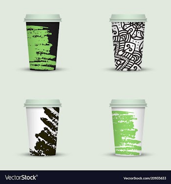 Creative watercolor coffee cup set vector image