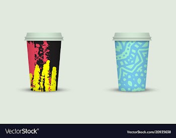 Creative watercolor coffee cup set vector image