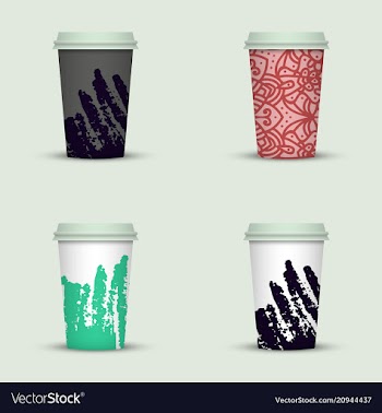 Creative watercolor coffee cup set vector image