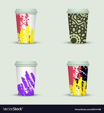 Creative watercolor coffee cup set vector image