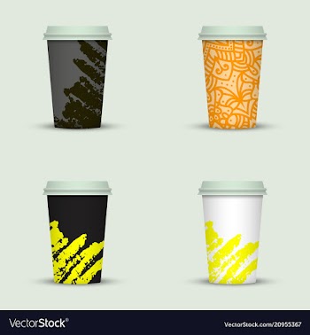 Creative watercolor coffee cup set vector image