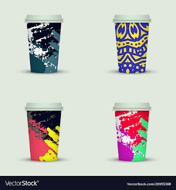 Creative watercolor coffee cup set vector image