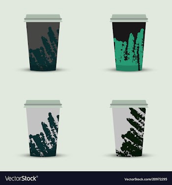 Creative watercolor coffee cup set vector image