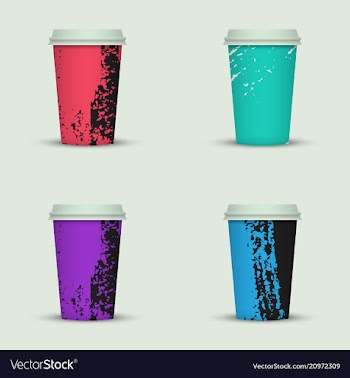 Creative watercolor coffee cup set vector image
