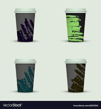 Creative watercolor coffee cup set vector image
