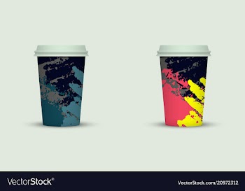 Creative watercolor coffee cup set vector image