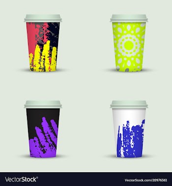 Creative watercolor coffee cup set vector image