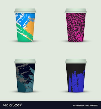 Creative watercolor coffee cup set vector image